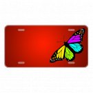 Custom Novelty License Plate With Rainbow Butterfly Red Background Add Names