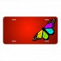 Custom Novelty License Plate With Rainbow Butterfly Red Background Add Names