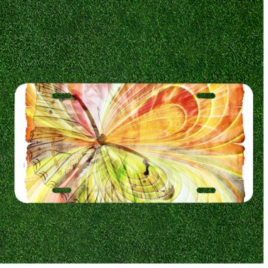 Custom Personalized License Plate Auto Tag With Stunning Butterfly Color Splash