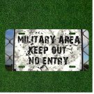 Custom Personalized License Plate Auto Tag With Military Area Keep Out No Entry