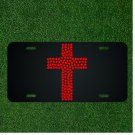 Custom Personalized License Plate Auto Tag With Red Cross Made Out Of Red Hearts