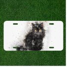 Custom Personalized Auto Tag With Black Cat With Yellow Eyes Design Art