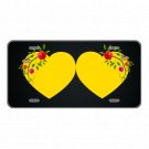 Custom Personalized License Plate Car Tag With Yellow Hearts And Roses Add Names