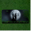 Custom Personalized License Plate Auto Tag With Man Giving Heart Under Full Moon