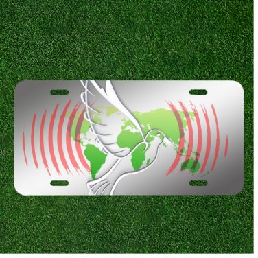 Custom Personalized License Plate Auto Tag With Clear White Bird And Green Map