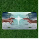 Custom Personalized License Plate Auto Tag With Two Hands And White Cross NEW