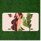 Custom Personalized License Plate Auto Tag With Rose Women With Leaf
