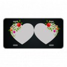 Custom Personalized License Plate Car Tag With Gray Hearts And Roses Add Names