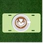 Custom Personalized License Plate Auto Tag With White Heart In Coffee Cup Design