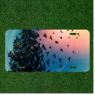 Custom Personalized License Plate Auto Tag With Birds And Tree By Colorful Sky