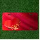 Custom Personalized License Plate Auto Tag With Pink Heart And Rings Add Names