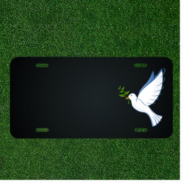 Custom Personalized License Plate With Add Names To White Bird With Leaf Design