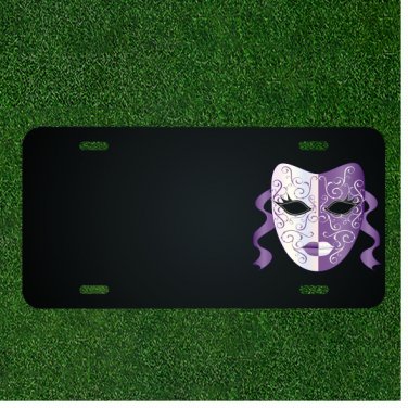 Custom Personalized License Plate With Add Names To White And Purple Mask Design