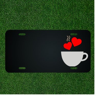 Custom Personalized License Plate With Add Names To Coffee Full Of Love Hearts