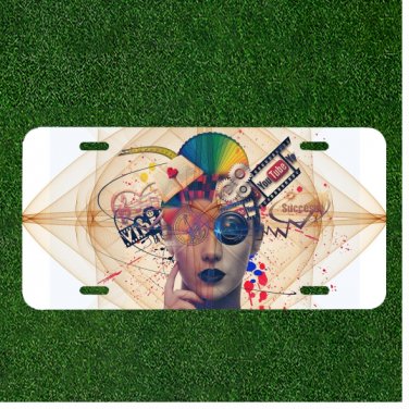 Custom Personalized License Plate Auto Tag With Social Media Women Design NEW