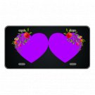Custom Personalized License Plate Car Tag With Purple Hearts And Roses Add Names