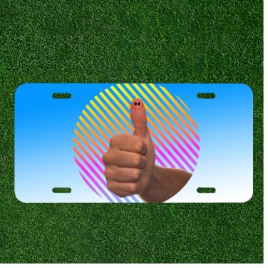 Custom Personalized License Plate Auto Tag With Thumbs Up Smiley Face Design