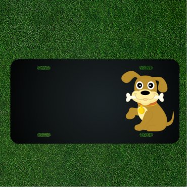 Custom Personalized License Plate With Add Names To Cute Dog With Bone Design