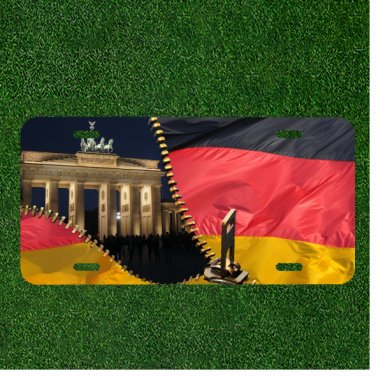 Custom Personalized License Plate Auto Tag With German Flag Zipper Design