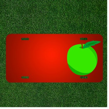 Custom Personalized License Plate With Add Names To Green Apple Graphic