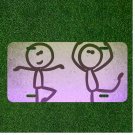 Custom Personalized License Plate Auto Tag With Two Funny Stick Figure Drawings
