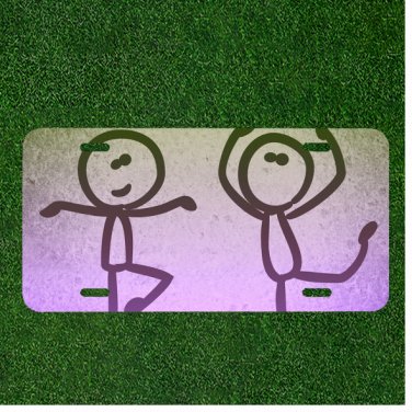 Custom Personalized License Plate Auto Tag With Two Funny Stick Figure Drawings