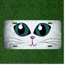 Custom Personalized License Plate Auto Tag With White Cat Blue Eyes Design