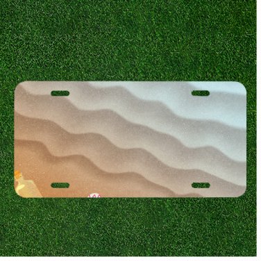 Custom Personalized License Plate Tag With Cool Sand Waves Design WIth Bottle