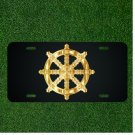 Custom Personalized License Plate Auto Tag With Golden Pirate Ship Wheel Design