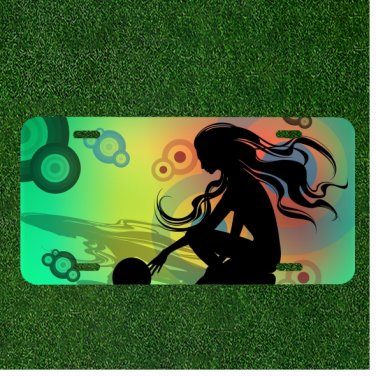 Custom Personalized License Plate Auto Tag With Long Haired Women Color Design