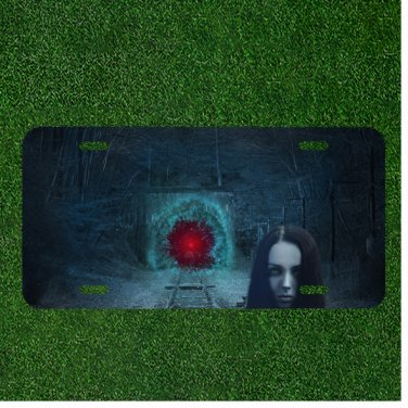 Custom Personalized License Plate Auto Tag With Scary Lady And Tunnel Design