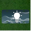 Custom Personalized License Plate Auto Tag With Light Bulb Design In Blue