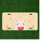 Custom Personalized License Plate Tag With Cute Kid Rabbit Design With Heart