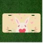 Custom Personalized License Plate Tag With Cute Kid Rabbit Design With Heart