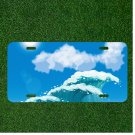 Custom Personalized License Plate Auto Tag With Cool Cartoon Waves And Sky