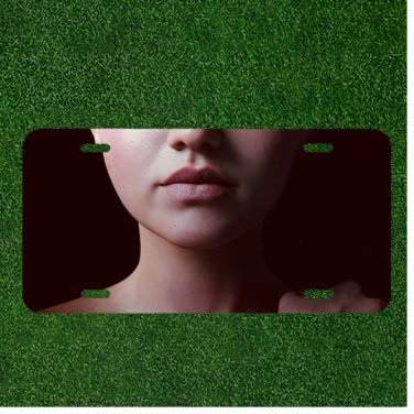 Custom Personalized License Plate Auto Tag With Womens Chin And Lips Design