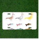 Custom Personalized License Plate With Creative Design Art With Birds And FIsh