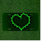 Custom Personalized License Plate Auto Tag With Wacky Light Green Heart Design