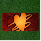 Custom Personalized License Plate Auto Tag With Orange Fancy Dark Red Design