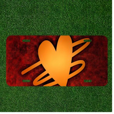 Custom Personalized License Plate Auto Tag With Orange Fancy Dark Red Design