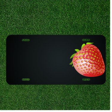 Custom Personalized License Plate With Add Names To Strawberry Red Food Fruit
