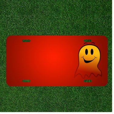 Custom Personalized License Plate With Add Names To Ghost Smiley Yellow Happy