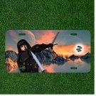 Custom Personalized Auto Tag With Women With Sword With Aliens Design