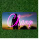 Custom Personalized License Plate Auto Tag With CHANGE In Pink Design Art