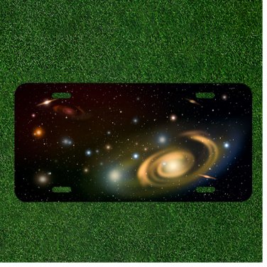 Creative License Plate Auto Tag With Cool Space Glowing Stars View