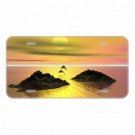 Custom Personalized License Plate Auto Car Tag Design With Dolphins And Sunset