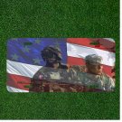 Custom Personalized License Plate Tag With Brave Army Soldiers Protecting Flag