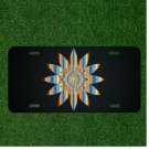 Custom Personalized License Plate Auto Tag With Fancy Golden Silver Sunflower