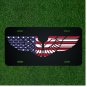 Custom Personalized License Plate Auto Tag With American Flag Wings Design