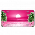 Custom Personalized LICENSE PLATE With Pink Pretty Trees Sunset View Add Text